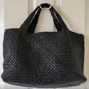 Elegant Black Woven Tote Bag FALOR